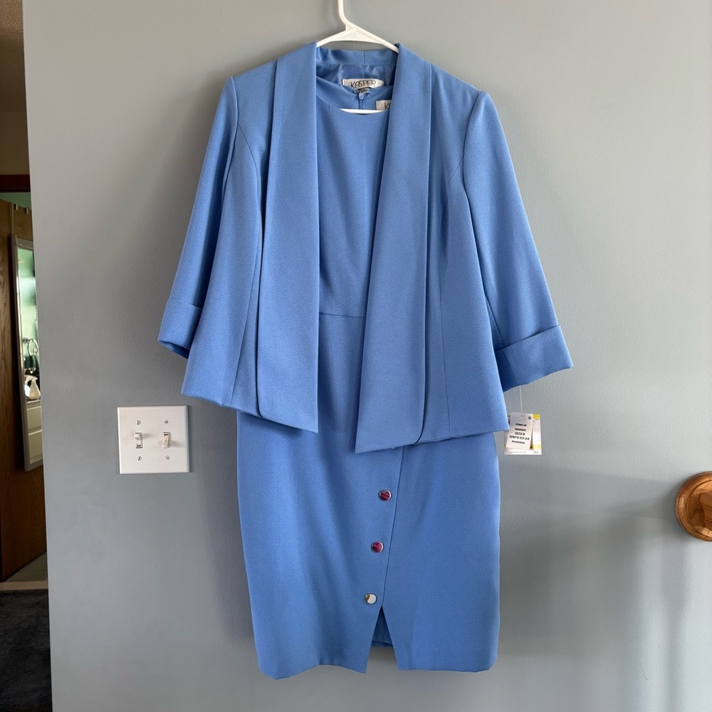 NWT Kasper Blue Two-Piece Dress and Jacket Set